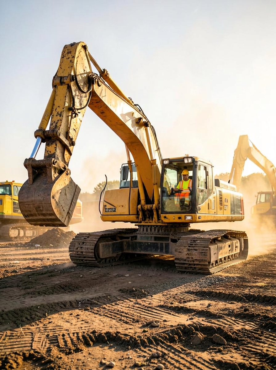 Excavator working on a construction jobsite